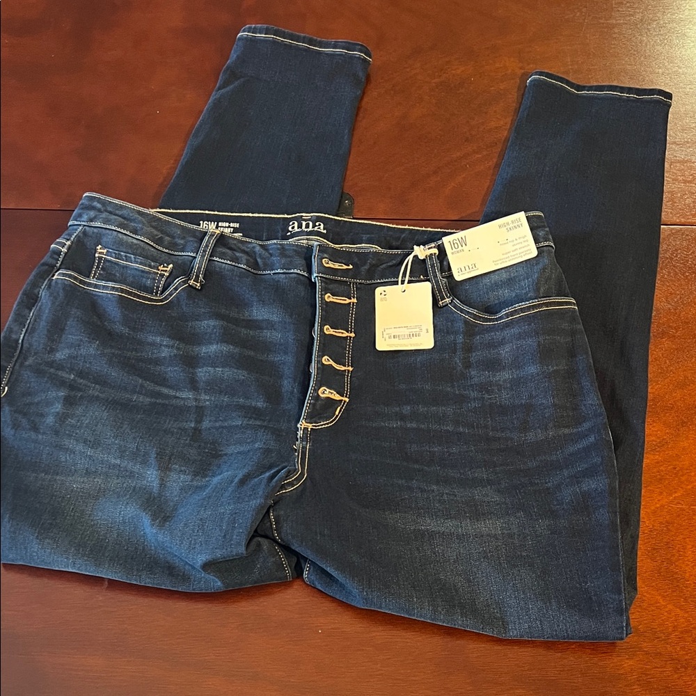 NWT a.n.a Women's high rise Skinny Jeans - Deep Indigo rinse - Picture 1 of 6